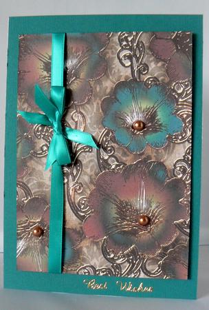Aqua Natural Giant Florals A4 Backing Paper by Audrey Wilson