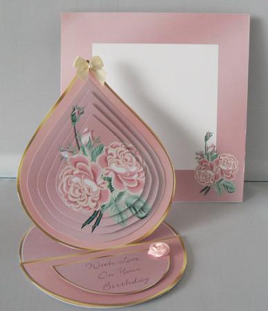 Pink Roses Teardrop Easel Card Kit by Audrey Wilson