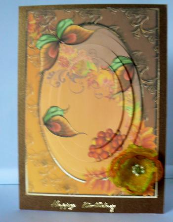 Autumn Leaves, Berries & Butterflies Oval Pyramid by Audrey Wilson