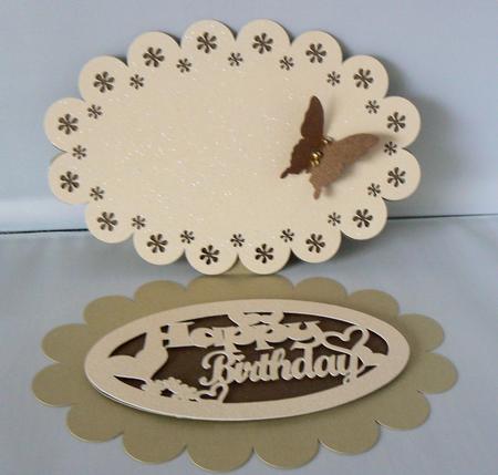 Oval Scallop 'happy Birthday' Easel Card by Audrey Wilson