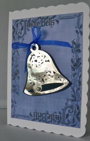 Dark Blue Jingle Bells Christmas A4 Backing Paper by Audrey Wilson