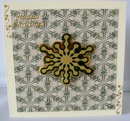Embossed Gold Snowfalkes - Green by Audrey Wilson
