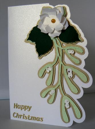 Mistletoe and Christmas Rose Card by Audrey Wilson