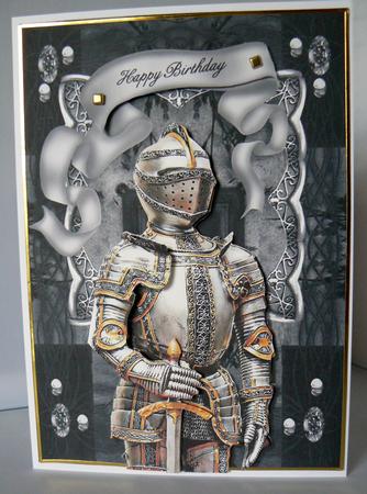 Silver Camelot Suit of Armour Card Front by Audrey Wilson