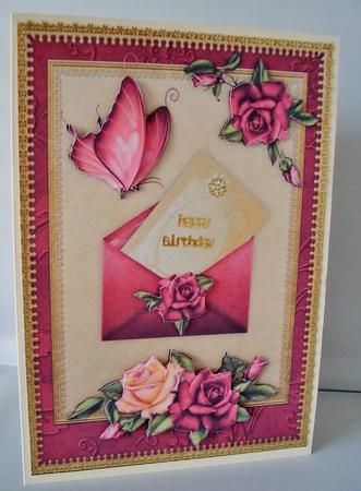 Antique Roses Letter Card Front by Audrey Wilson