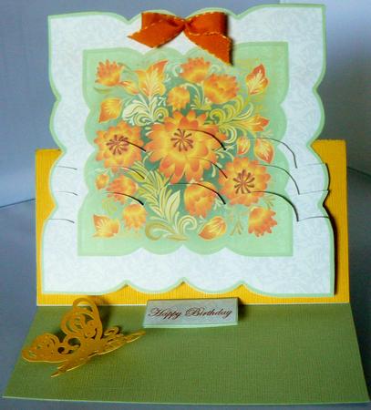 Golden Floral Card Front and Stacker by Audrey Wilson