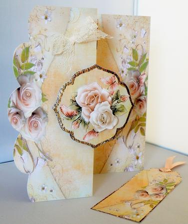 Cream Roses No Hole Fold Back Card Mini Kit by Audrey Wilson