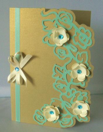 Floral Spray over the edge card with flowers by Audrey Wilson