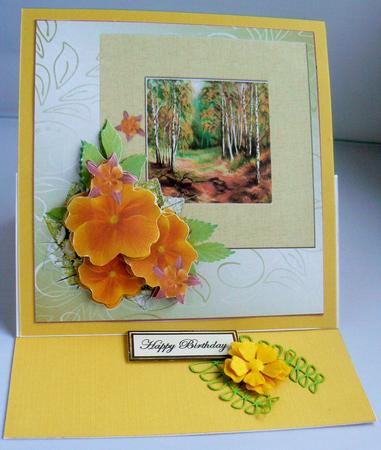 Autumn Trees and Golden Pansy by Audrey Wilson