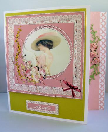 Vintage Lady with Antique Pearls and Lace Side Stacker by Audrey Wilson