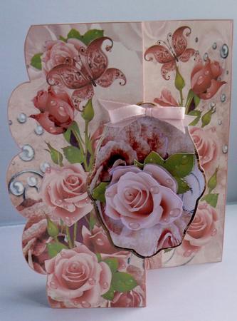Pink Rose Scallop No Hole Fold Back Card Mini Kit by Audrey Wilson