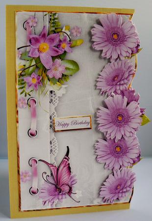 Purple Daisy and Ribbon Over the Edge by Audrey Wilson