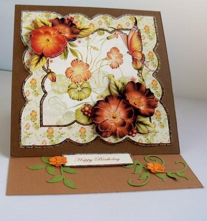 Orange Pansy Card Front with Decoupage by Audrey Wilson