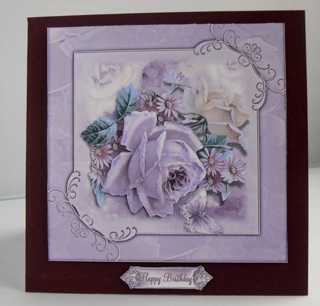Vintage Lilac Rose 8x8 Card Topper by Audrey Wilson
