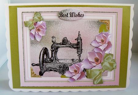 Vintage Sewing Machine 3D Magnolias by Audrey Wilson