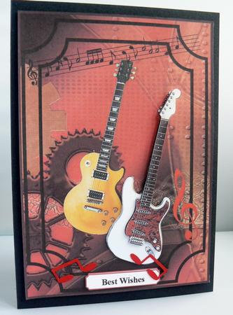 Guitars on Steampunk Background by Audrey Wilson