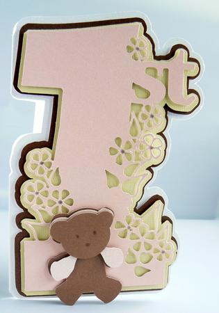 1st Birthday Card with Teddy by Audrey Wilson