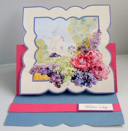 Windmill and Flowers Card Front by Audrey Wilson