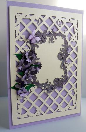Mum Card with Flowers Leaves and Frame on Lacy Panel Studi by Audrey Wilson