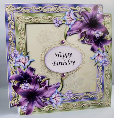 Double Satin Square & Dark Shadows Lilies by Audrey Wilson