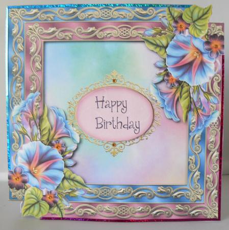 Double Satin Square Frame & Morning Glory by Audrey Wilson