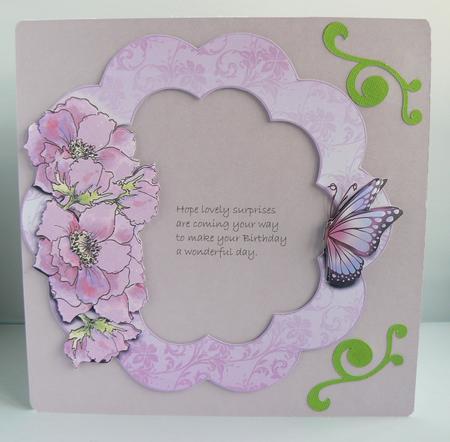 Anemones and Butterfly Floral Decoupage Frame by Audrey Wilson