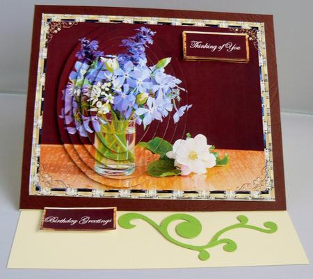 Vase of Mixed Flowers Card Topper with Pyramid and Sentiment by Audrey Wilson