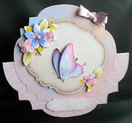 Origami Flutter & Flowers Elegant Shaped Wobble Card by Audrey Wilson