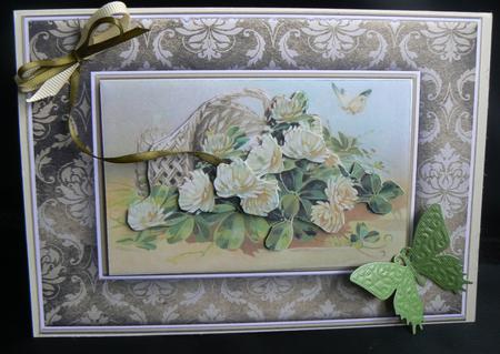 Cream Flowers Quick Card by Audrey Wilson