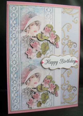 Pretty Lady with Geraniums by Audrey Wilson