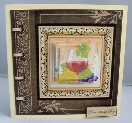 Wine and Grapes Card Front with Topper and Decoupage by Audrey Wilson
