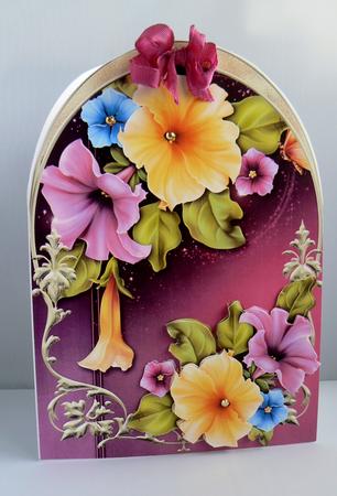 Pretty Petunias Arched, Shaped Topper by Audrey Wilson