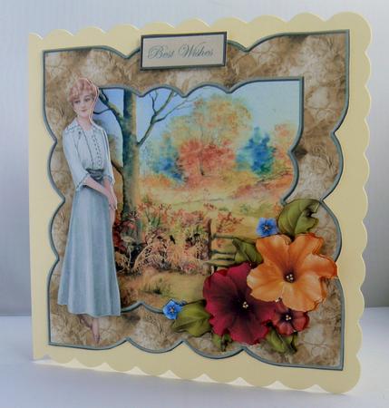 Autumn Walk Card Front with Decoupage by Audrey Wilson