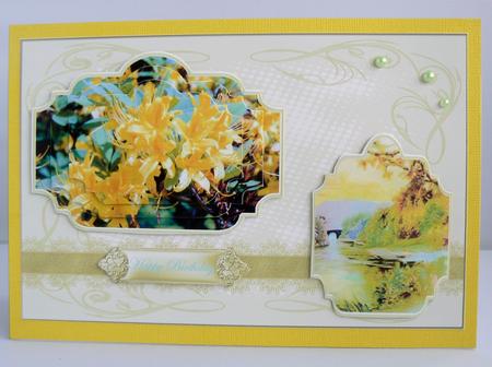 Yellow Flowers Panel Card with Toppers and Pyramid Layers by Audrey Wilson