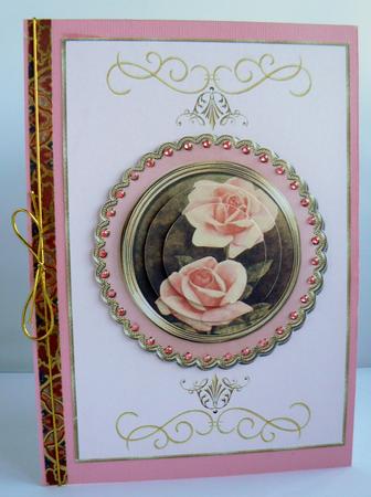 Vintage Roses on Gold and Coral Background by Audrey Wilson