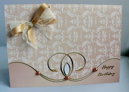 Swirl Bordered Damask in Beige by Audrey Wilson