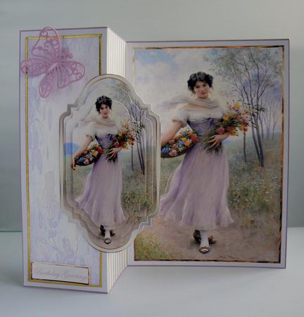 Wild Flowers and Vintage Lady No Hole Fold Back Card Mini Ki by Audrey Wilson