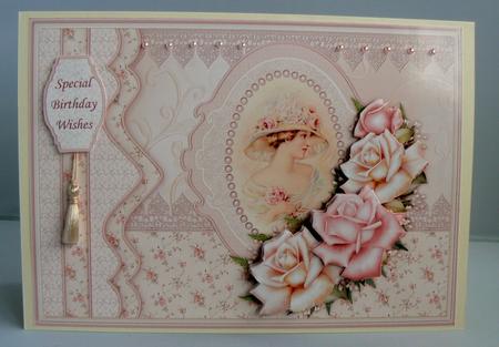 Vintage Lady & Peach Roses Topper & Decoupage by Audrey Wilson