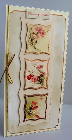 Vintage Poppy and Rose Dl Card with Toppers by Audrey Wilson