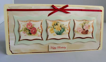 Vintage Vase of Rose's Dl Card with Toppers by Audrey Wilson