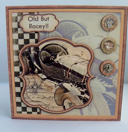 Vintage Car Old But Racey Quick Card by Audrey Wilson