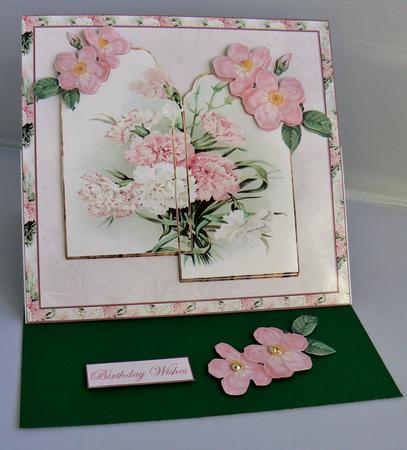 Carnation Card Front with Topper and Decoupage by Audrey Wilson