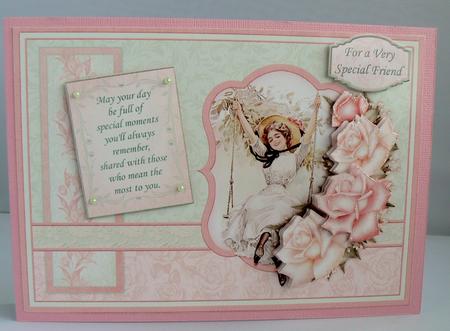 Vintage Lady on Swing Card Topper & Decoupage by Audrey Wilson