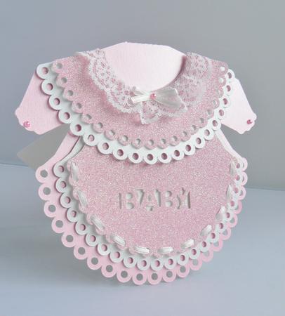 Scalloped Layered Baby Dress Card - Cameo by Audrey Wilson