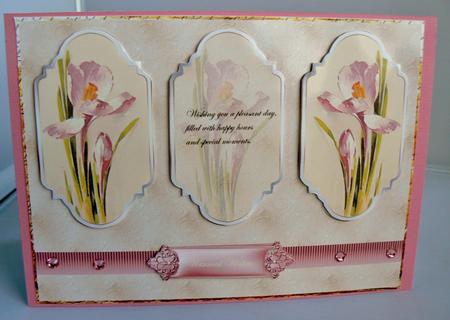 Pink Flowers Panel Card by Audrey Wilson