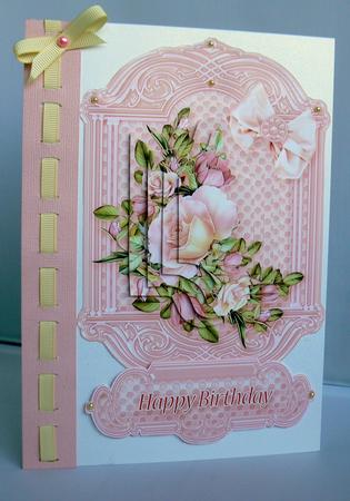 Pink Roses on a Polkadot Background Pyramage Topper by Audrey Wilson