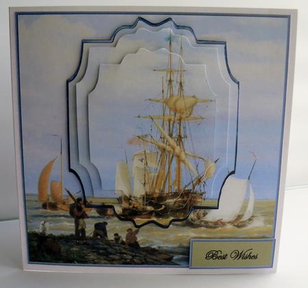 Watching the Tall Sailing Ships Card Front by Audrey Wilson