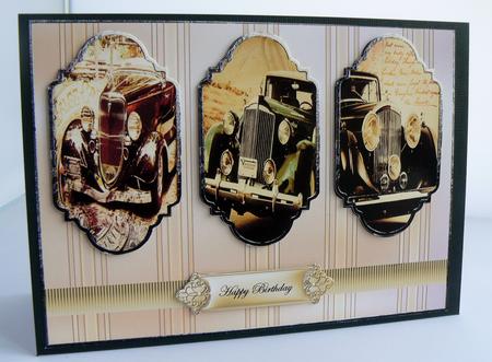 Vintage Car Panel Card Front with Toppers by Audrey Wilson