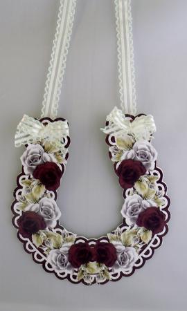 Maroon and White Roses Horseshoe Keepsake by Audrey Wilson