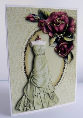 Beautiful Green Gown & Dusky Roses by Audrey Wilson